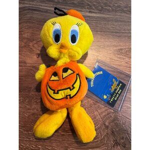 Vintage 1998 Warner Bros Studio Store “Toons of Terror” Tweety Pumpkin Bean Bag